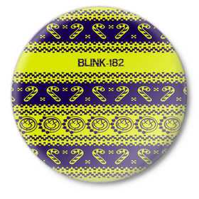 Значок с принтом Blink-182 NEW YEAR COLLECTION ,  металл | круглая форма, металлическая застежка в виде булавки | Тематика изображения на принте: 