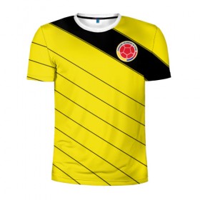 Мужская футболка 3D спортивная с принтом Колумбия, форма , 100% полиэстер с улучшенными характеристиками | приталенный силуэт, круглая горловина, широкие плечи, сужается к линии бедра | fifa | фифа | чемпионат мира