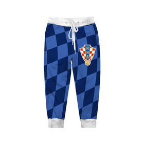 Детские брюки 3D с принтом Хорватия, форма , 100% полиэстер | манжеты по низу, эластичный пояс регулируется шнурком, по бокам два кармана без застежек, внутренняя часть кармана из мелкой сетки | croatia | fc | fifa | football | national team | uniform | сборная | фифа | фк | форма | футбол | хорватия