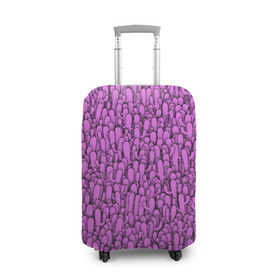 Чехол для чемодана 3D с принтом Розовые кактусы , 86% полиэфир, 14% спандекс | двустороннее нанесение принта, прорези для ручек и колес | гламур | гламурный | кактус | колючки | мексика | паттерн | пустыня | растения | розовый | шипы