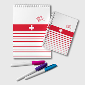 Блокнот с принтом Швейцария форма , 100% бумага | 48 листов, плотность листов — 60 г/м2, плотность картонной обложки — 250 г/м2. Листы скреплены удобной пружинной спиралью. Цвет линий — светло-серый
 | fc | спорт | спортивные | фк | футбол | футбольный клуб | швейцария