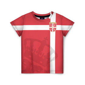 Детская футболка 3D с принтом Сербия, форма , 100% гипоаллергенный полиэфир | прямой крой, круглый вырез горловины, длина до линии бедер, чуть спущенное плечо, ткань немного тянется | Тематика изображения на принте: fc | сербия | спорт | спортивные | фк | футбол | футбольный клуб