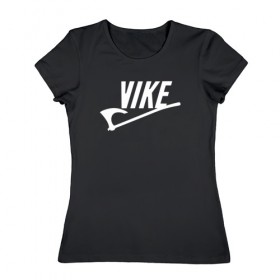 Женская футболка хлопок с принтом Vike , 100% хлопок | прямой крой, круглый вырез горловины, длина до линии бедер, слегка спущенное плечо | vikings | викинги