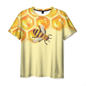 Мужская футболка 3D с принтом Любители меда , 100% полиэфир | прямой крой, круглый вырез горловины, длина до линии бедер | крылья | мед | насекомое | полет | природа | пчелы | улей | цветное | яркое