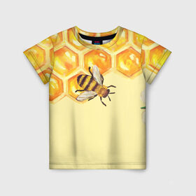Детская футболка 3D с принтом Любители меда , 100% гипоаллергенный полиэфир | прямой крой, круглый вырез горловины, длина до линии бедер, чуть спущенное плечо, ткань немного тянется | крылья | мед | насекомое | полет | природа | пчелы | улей | цветное | яркое