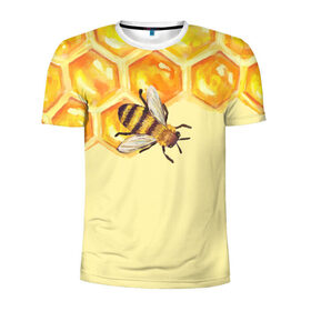 Мужская футболка 3D спортивная с принтом Любители меда , 100% полиэстер с улучшенными характеристиками | приталенный силуэт, круглая горловина, широкие плечи, сужается к линии бедра | Тематика изображения на принте: крылья | мед | насекомое | полет | природа | пчелы | улей | цветное | яркое