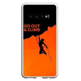 Чехол для Samsung Galaxy S10 с принтом climbing , Силикон | Область печати: задняя сторона чехла, без боковых панелей | Тематика изображения на принте: adrenaline | extreme | hiking | mountaineering | mountains | risk | rock climb | rocks | sport | адреналин | альпинизм | высота | горы | риск | скалолазание | скалы | спорт | туризм | экстрим