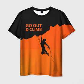 Мужская футболка 3D с принтом climbing , 100% полиэфир | прямой крой, круглый вырез горловины, длина до линии бедер | Тематика изображения на принте: adrenaline | extreme | hiking | mountaineering | mountains | risk | rock climb | rocks | sport | адреналин | альпинизм | высота | горы | риск | скалолазание | скалы | спорт | туризм | экстрим