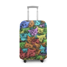 Чехол для чемодана 3D с принтом Разноцветные коты , 86% полиэфир, 14% спандекс | двустороннее нанесение принта, прорези для ручек и колес | котенок | котик | котята | кошка | кошки | паттерн