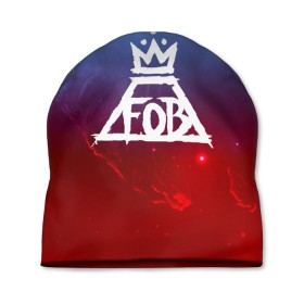 Шапка 3D с принтом FALL OUT BOY SPACE COLLECTION , 100% полиэстер | универсальный размер, печать по всей поверхности изделия | Тематика изображения на принте: fall out boy | logo | music | pop | rock | альтернатива | металл | музыка | музыкальный | поп | рок