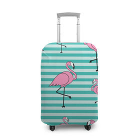 Чехол для чемодана 3D с принтом Фламинго , 86% полиэфир, 14% спандекс | двустороннее нанесение принта, прорези для ручек и колес | арт | белый | дикий | мульт | птица | рисунок | фламинго | черный