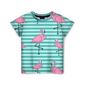 Детская футболка 3D с принтом Фламинго , 100% гипоаллергенный полиэфир | прямой крой, круглый вырез горловины, длина до линии бедер, чуть спущенное плечо, ткань немного тянется | арт | белый | дикий | мульт | птица | рисунок | фламинго | черный