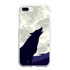 Чехол для iPhone 7Plus/8 Plus матовый с принтом Ночной житель , Силикон | Область печати: задняя сторона чехла, без боковых панелей | волк | дикая | дикий | животное | лес | луна | ночь | собака | тьма