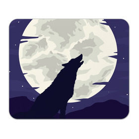 Коврик прямоугольный с принтом Ночной житель , натуральный каучук | размер 230 х 185 мм; запечатка лицевой стороны | волк | дикая | дикий | животное | лес | луна | ночь | собака | тьма