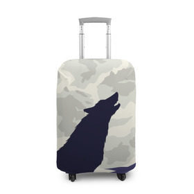 Чехол для чемодана 3D с принтом Ночной житель , 86% полиэфир, 14% спандекс | двустороннее нанесение принта, прорези для ручек и колес | волк | дикая | дикий | животное | лес | луна | ночь | собака | тьма