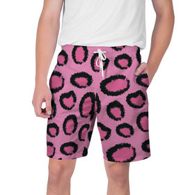 Мужские шорты 3D с принтом Розовый гепард ,  полиэстер 100% | прямой крой, два кармана без застежек по бокам. Мягкая трикотажная резинка на поясе, внутри которой широкие завязки. Длина чуть выше колен | африка | животное | леопард