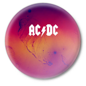 Значок с принтом AC DC COLLECTION SPACE EDITION ,  металл | круглая форма, металлическая застежка в виде булавки | ac dc | logo | music | pop | rock | usa | альтернатива | металл | музыка | музыкальный | поп | рок
