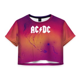 Женская футболка 3D укороченная с принтом AC DC COLLECTION SPACE EDITION , 100% полиэстер | круглая горловина, длина футболки до линии талии, рукава с отворотами | ac dc | logo | music | pop | rock | usa | альтернатива | металл | музыка | музыкальный | поп | рок