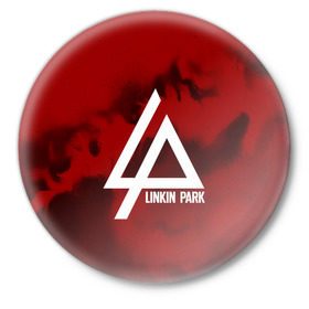 Значок с принтом LINKIN PARK COLOR RED MUSIC ,  металл | круглая форма, металлическая застежка в виде булавки | linkin park | logo | music | pop | rock | альтернатива | металл | музыка | музыкальный | поп | рок | честер беннингтон