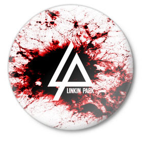 Значок с принтом LINKIN PARK BLOOD COLLECTION ,  металл | круглая форма, металлическая застежка в виде булавки | Тематика изображения на принте: linkin park | logo | music | pop | rock | альтернатива | металл | музыка | музыкальный | поп | рок | честер беннингтон