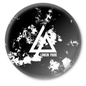 Значок с принтом LINKIN PARK SMOKE FIRE STYLE ,  металл | круглая форма, металлическая застежка в виде булавки | Тематика изображения на принте: linkin park | logo | music | pop | rock | альтернатива | металл | музыка | музыкальный | поп | рок | честер беннингтон