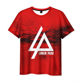 Мужская футболка 3D с принтом LINKIN PARK lightning red , 100% полиэфир | прямой крой, круглый вырез горловины, длина до линии бедер | linkin park | logo | music | pop | rock | альтернатива | металл | музыка | музыкальный | поп | рок | честер беннингтон