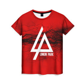 Женская футболка 3D с принтом LINKIN PARK lightning red , 100% полиэфир ( синтетическое хлопкоподобное полотно) | прямой крой, круглый вырез горловины, длина до линии бедер | linkin park | logo | music | pop | rock | альтернатива | металл | музыка | музыкальный | поп | рок | честер беннингтон