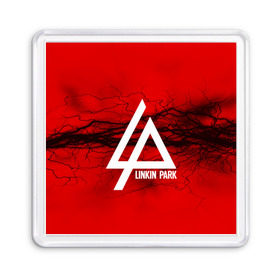 Магнит 55*55 с принтом LINKIN PARK lightning red , Пластик | Размер: 65*65 мм; Размер печати: 55*55 мм | linkin park | logo | music | pop | rock | альтернатива | металл | музыка | музыкальный | поп | рок | честер беннингтон