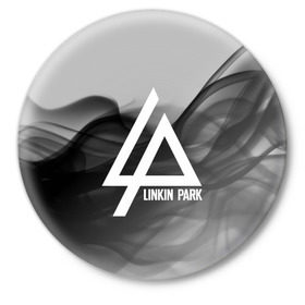 Значок с принтом LINKIN PARK SMOKE GRAY 2018 ,  металл | круглая форма, металлическая застежка в виде булавки | linkin park | logo | music | pop | rock | альтернатива | металл | музыка | музыкальный | поп | рок | честер беннингтон