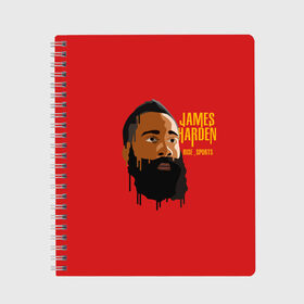 Тетрадь с принтом James Harden , 100% бумага | 48 листов, плотность листов — 60 г/м2, плотность картонной обложки — 250 г/м2. Листы скреплены сбоку удобной пружинной спиралью. Уголки страниц и обложки скругленные. Цвет линий — светло-серый
 | Тематика изображения на принте: fear the beard | houston rockets | nba | rise sports | баскетбол | джеймс харден | нба | хьюстон рокетс