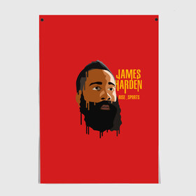 Постер с принтом James Harden , 100% бумага
 | бумага, плотность 150 мг. Матовая, но за счет высокого коэффициента гладкости имеет небольшой блеск и дает на свету блики, но в отличии от глянцевой бумаги не покрыта лаком | fear the beard | houston rockets | nba | rise sports | баскетбол | джеймс харден | нба | хьюстон рокетс