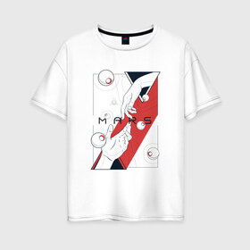 Женская футболка хлопок Oversize с принтом Mars (мужская) , 100% хлопок | свободный крой, круглый ворот, спущенный рукав, длина до линии бедер
 | mars | комплект | марс | парная