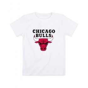 Детская футболка хлопок с принтом Чикаго Буллз , 100% хлопок | круглый вырез горловины, полуприлегающий силуэт, длина до линии бедер | Тематика изображения на принте: баскетбол | спорт | чикаго буллз