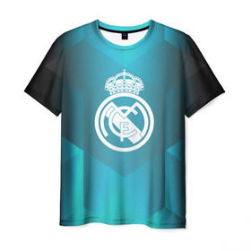 Мужская футболка 3D с принтом Real Madrid Geometry Sport , 100% полиэфир | прямой крой, круглый вырез горловины, длина до линии бедер | emirates | fc | real madrid | геометрия | реал мадрид | футбольный клуб | эмблема