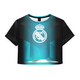 Женская футболка 3D укороченная с принтом Real Madrid Geometry Sport , 100% полиэстер | круглая горловина, длина футболки до линии талии, рукава с отворотами | emirates | fc | real madrid | геометрия | реал мадрид | футбольный клуб | эмблема