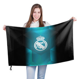 Флаг 3D с принтом Real Madrid Geometry Sport , 100% полиэстер | плотность ткани — 95 г/м2, размер — 67 х 109 см. Принт наносится с одной стороны | emirates | fc | real madrid | геометрия | реал мадрид | футбольный клуб | эмблема