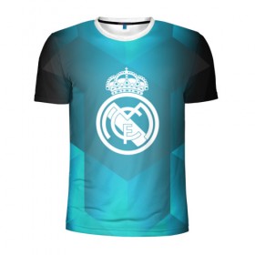 Мужская футболка 3D спортивная с принтом Real Madrid Geometry Sport , 100% полиэстер с улучшенными характеристиками | приталенный силуэт, круглая горловина, широкие плечи, сужается к линии бедра | emirates | fc | real madrid | геометрия | реал мадрид | футбольный клуб | эмблема