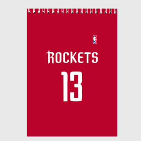 Скетчбук с принтом Houston Rockets , 100% бумага
 | 48 листов, плотность листов — 100 г/м2, плотность картонной обложки — 250 г/м2. Листы скреплены сверху удобной пружинной спиралью | 13 | fear the beard | houston rockets | nba | rise sports | баскетбол | баскетбольная | джеймс харден | нба | номер | спортивная | форма | хьюстон рокетс