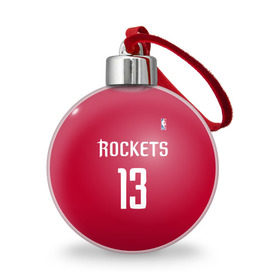 Ёлочный шар с принтом Houston Rockets , Пластик | Диаметр: 77 мм | 13 | fear the beard | houston rockets | nba | rise sports | баскетбол | баскетбольная | джеймс харден | нба | номер | спортивная | форма | хьюстон рокетс