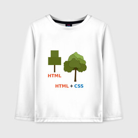 Детский лонгслив хлопок с принтом Веб-дизайнеры html + css , 100% хлопок | круглый вырез горловины, полуприлегающий силуэт, длина до линии бедер | css | html | веб дизайн | дерево | дизайн | программирование | программист