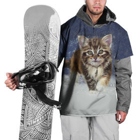 Накидка на куртку 3D с принтом Зимний котик , 100% полиэстер |  | Тематика изображения на принте: зима | кот | котенок | кошка | новый год | снег | снежинка | снежок