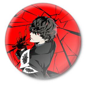 Значок с принтом Red ,  металл | круглая форма, металлическая застежка в виде булавки | Тематика изображения на принте: anime | persona 5 | аниме | персона 5
