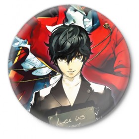 Значок с принтом Persona 5 ,  металл | круглая форма, металлическая застежка в виде булавки | Тематика изображения на принте: 