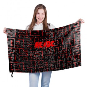 Флаг 3D с принтом AC DC inferno collection , 100% полиэстер | плотность ткани — 95 г/м2, размер — 67 х 109 см. Принт наносится с одной стороны | 