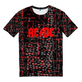 Мужская футболка 3D с принтом AC DC inferno collection , 100% полиэфир | прямой крой, круглый вырез горловины, длина до линии бедер | 