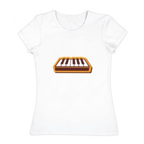 Женская футболка хлопок с принтом Клавиатура , 100% хлопок | прямой крой, круглый вырез горловины, длина до линии бедер, слегка спущенное плечо | 