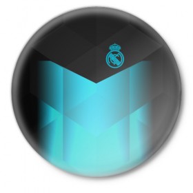 Значок с принтом Real Madrid Geometry Sport ,  металл | круглая форма, металлическая застежка в виде булавки | 