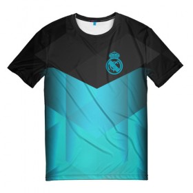 Мужская футболка 3D с принтом Real Madrid Geometry Sport , 100% полиэфир | прямой крой, круглый вырез горловины, длина до линии бедер | 