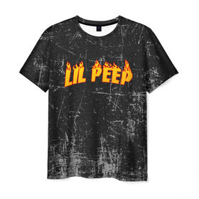 Мужская футболка 3D с принтом Lil Fire Peep , 100% полиэфир | прямой крой, круглый вырез горловины, длина до линии бедер | lil peep | rap | густав ор | лил пип | рэп