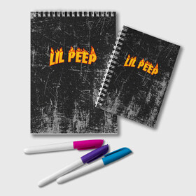 Блокнот с принтом Lil Fire Peep , 100% бумага | 48 листов, плотность листов — 60 г/м2, плотность картонной обложки — 250 г/м2. Листы скреплены удобной пружинной спиралью. Цвет линий — светло-серый
 | lil peep | rap | густав ор | лил пип | рэп